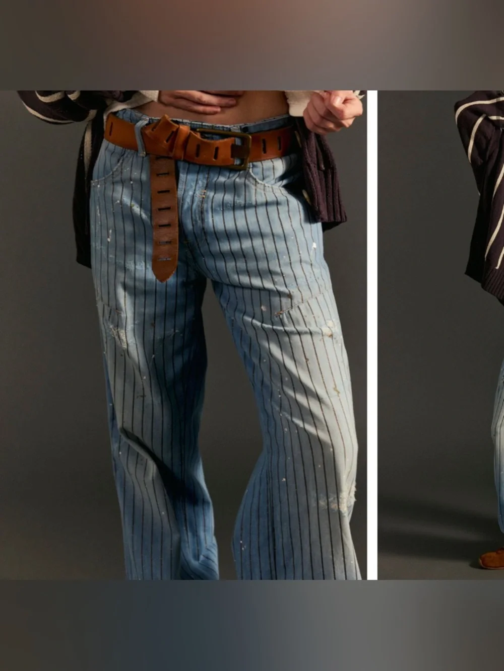 NWOT We the Free People Don't Wait Up Pinstripe Boyfriend Jeans After Hours - 25 - Picture 9 of 17
